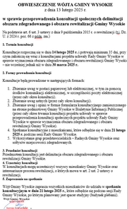 Obwieszczenie o konsultacjach